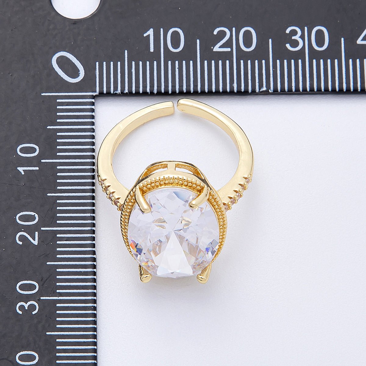 16K Gold Filled Clear Oval CZ Micro Paved Solitaire Ring in Gold & Silver | Rings - 00007 Rings - 00008 - DLUXCA