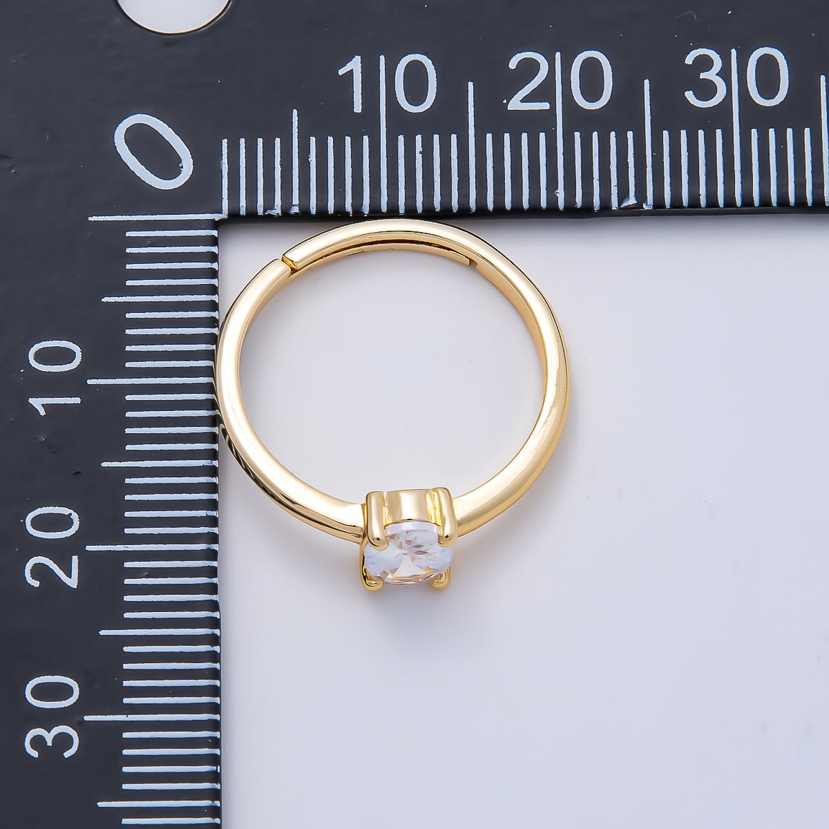 16K Gold Filled Clear Oval CZ Solitaire Adjustable Ring in Gold & Silver | Rings-00147 Rings-00148 - DLUXCA