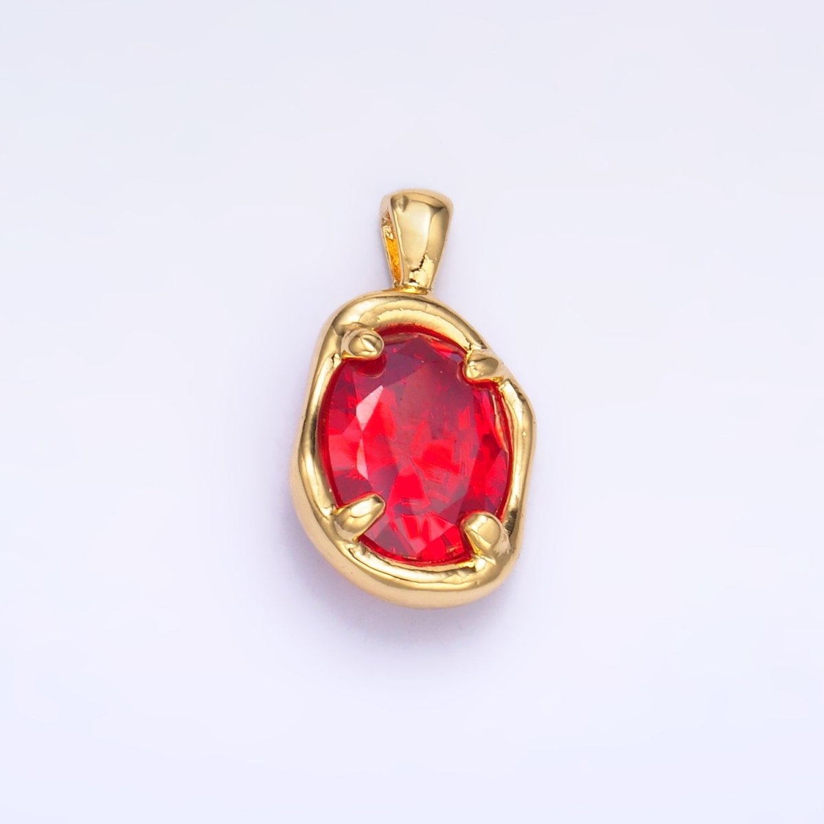 16K Gold Filled Clear, Red, Blue CZ Molten Bezel Pendant | H054 AA1312 - DLUXCA