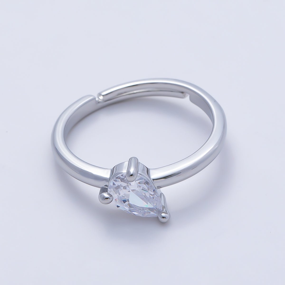 16K Gold Filled Clear Teardrop CZ Solitaire Ring in Gold & Silver | Rings-00165 Rings-00166 - DLUXCA