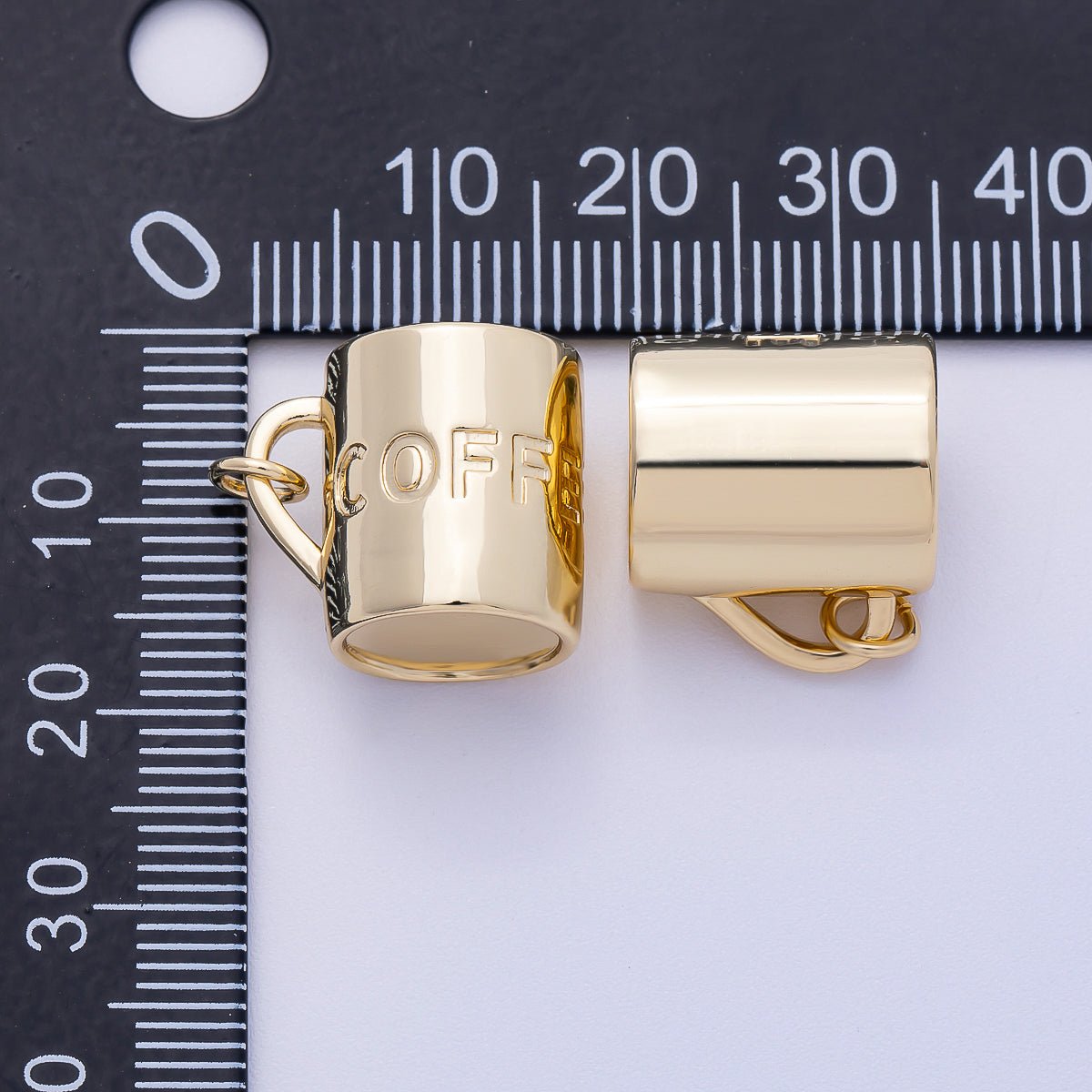 16K Gold Filled Coffee Cup Minimalist 3D Multidimensional Charm | Charms - 00468 - DLUXCA