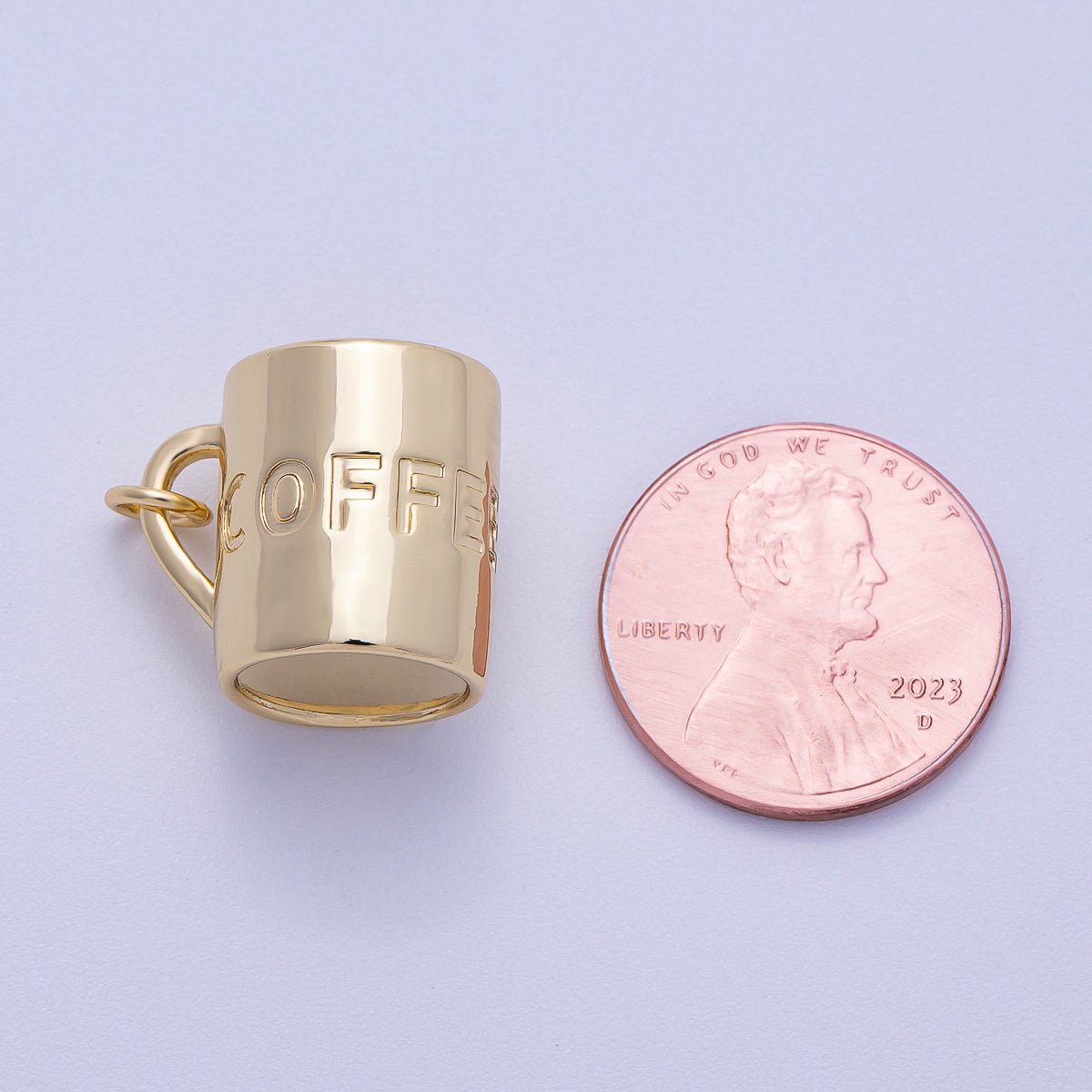 16K Gold Filled Coffee Cup Minimalist 3D Multidimensional Charm | Charms - 00468 - DLUXCA