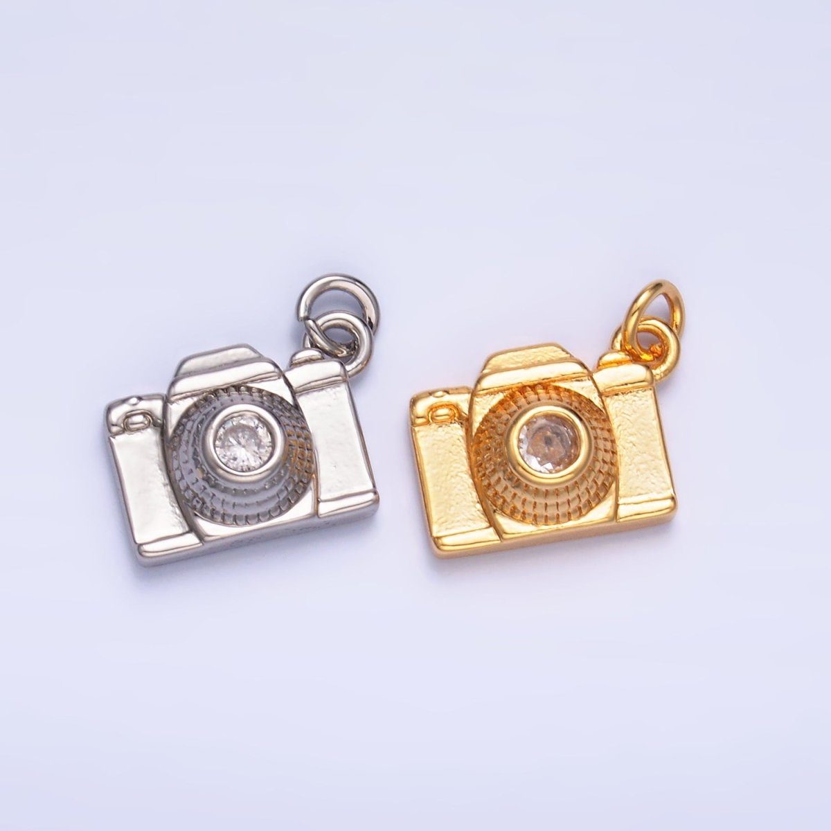 16K Gold Filled CZ Digital Camera Photography Charm in Gold & Silver | Y464 - DLUXCA