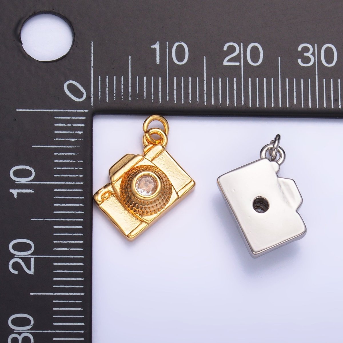 16K Gold Filled CZ Digital Camera Photography Charm in Gold & Silver | Y464 - DLUXCA