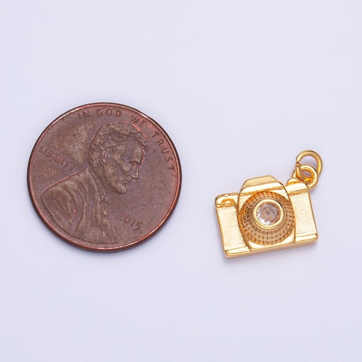 16K Gold Filled CZ Digital Camera Photography Charm in Gold & Silver | Y464 - DLUXCA
