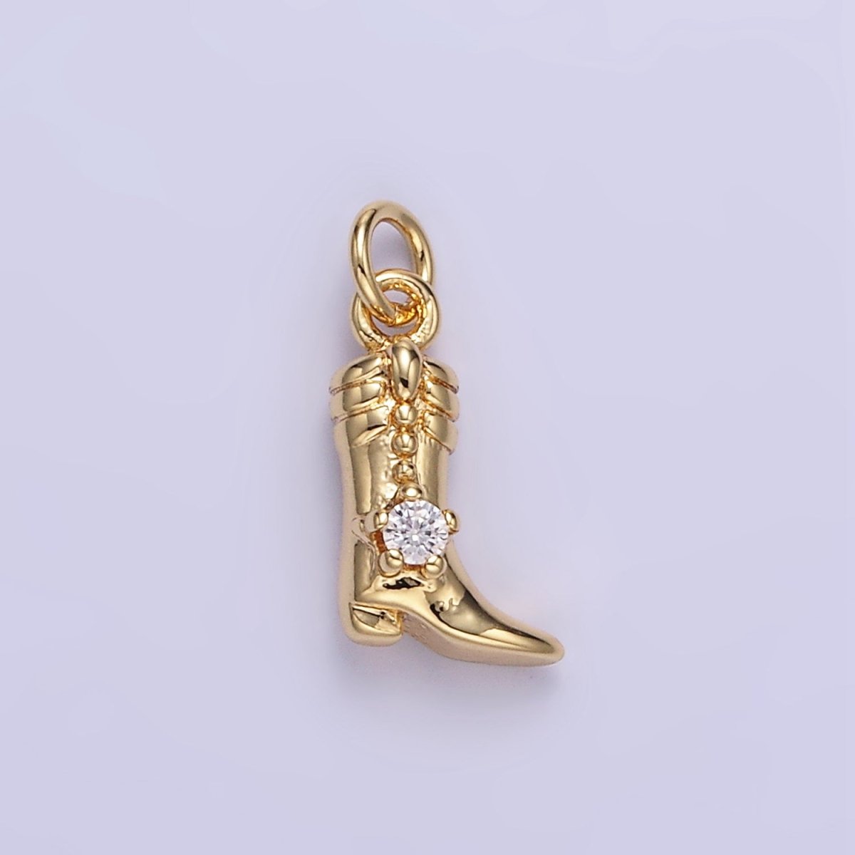 16K Gold Filled CZ West Cowboy Boots Charm in Gold & Silver | AC113 - DLUXCA