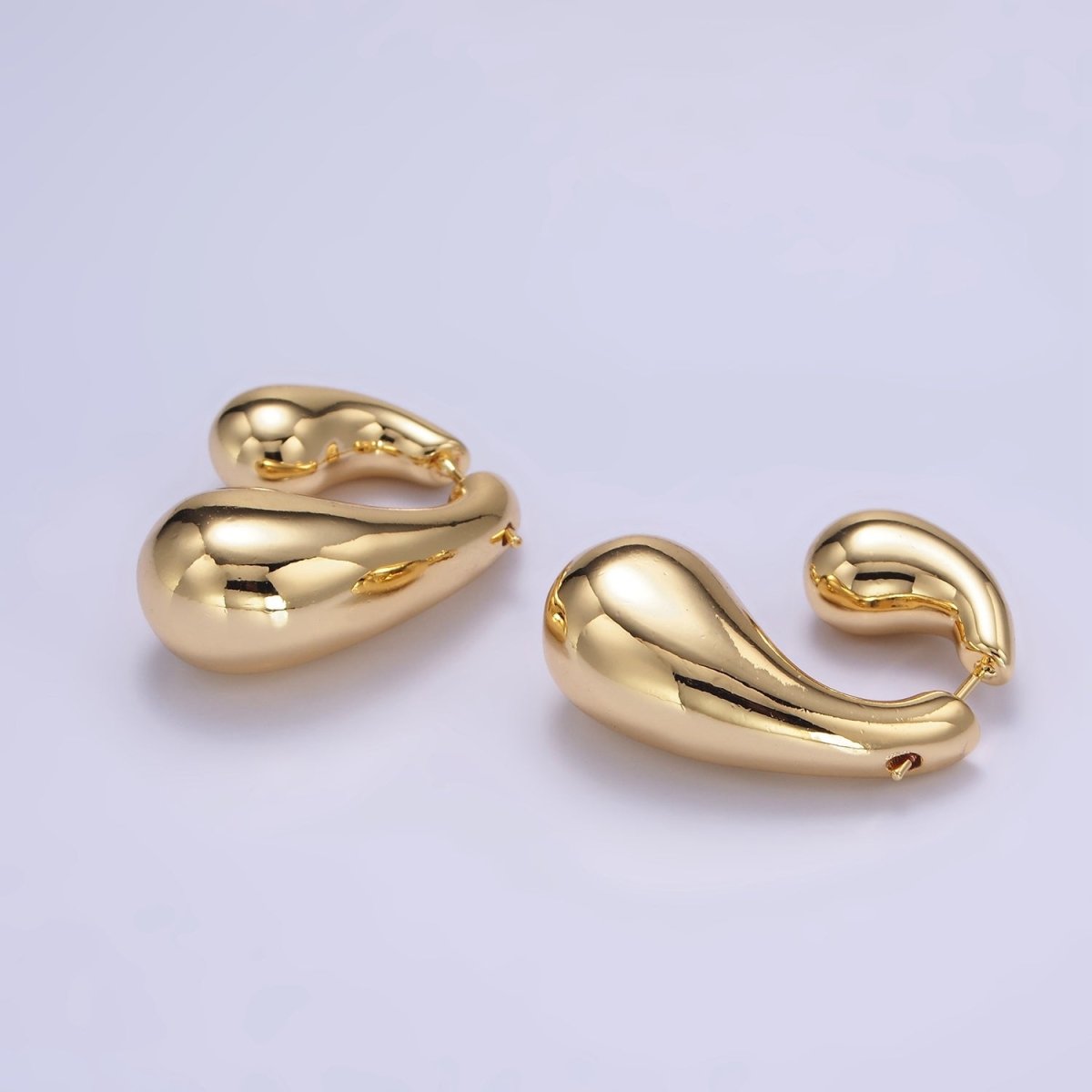 16K Gold Filled Double Teardrop Minimalist Hoop Earrings | P056 - DLUXCA