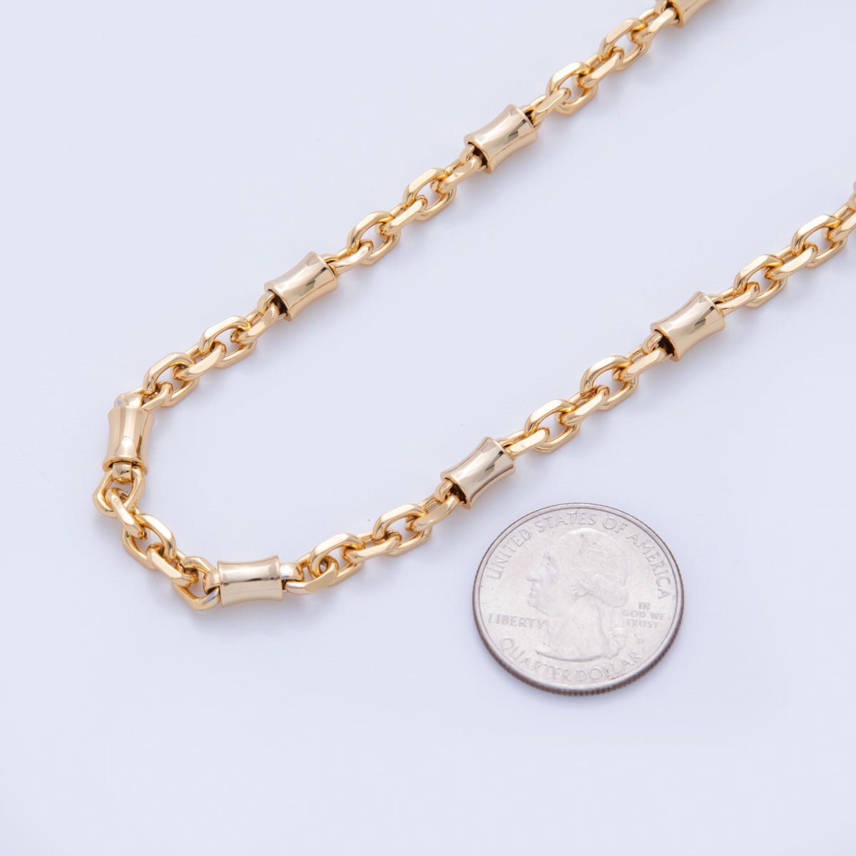 16K Gold Filled Edged Tube Cable Geometric Unfinished Chain by Yard | Roll - 1584 - DLUXCA