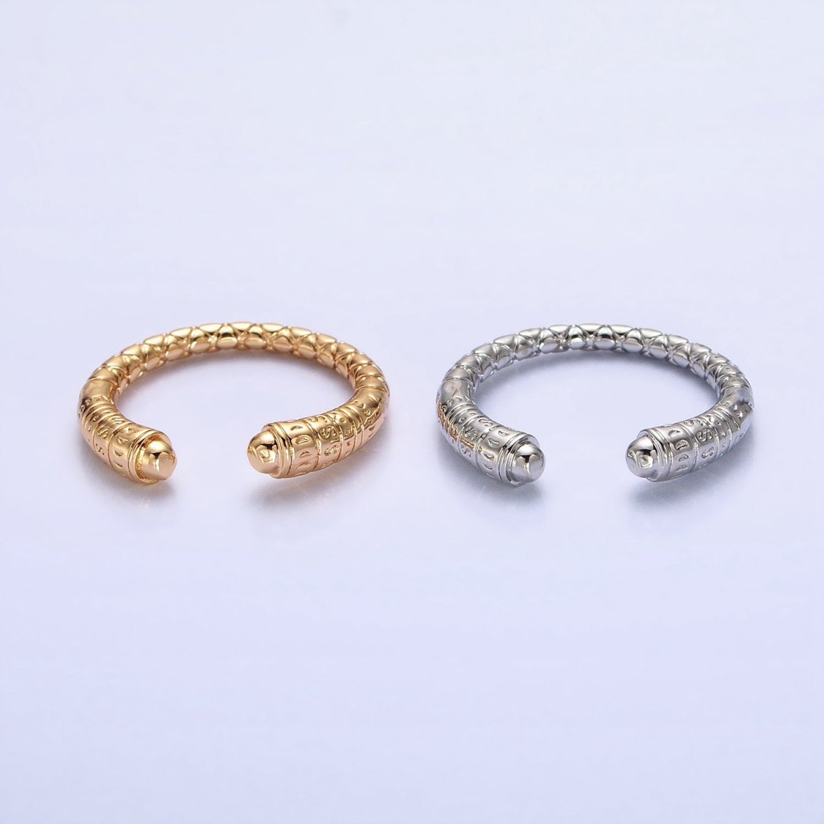 16K Gold Filled Engraved S Crescent Moon Open Adjustable Ring in Gold & Silver | O - 1926 O - 1927 - DLUXCA