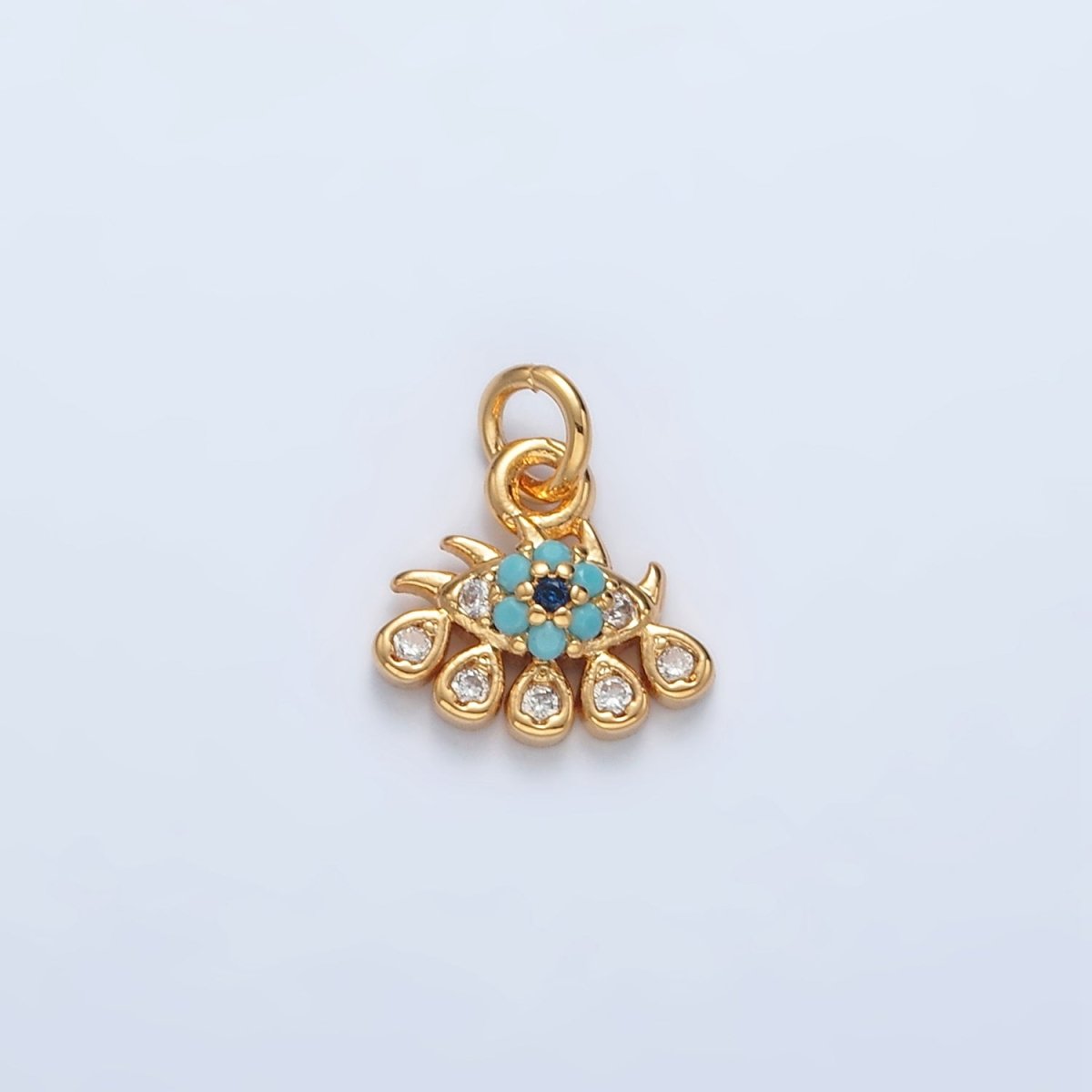16K Gold Filled Evil Eye Turquoise CZ Teardrop Mini Charm | AG930 - DLUXCA