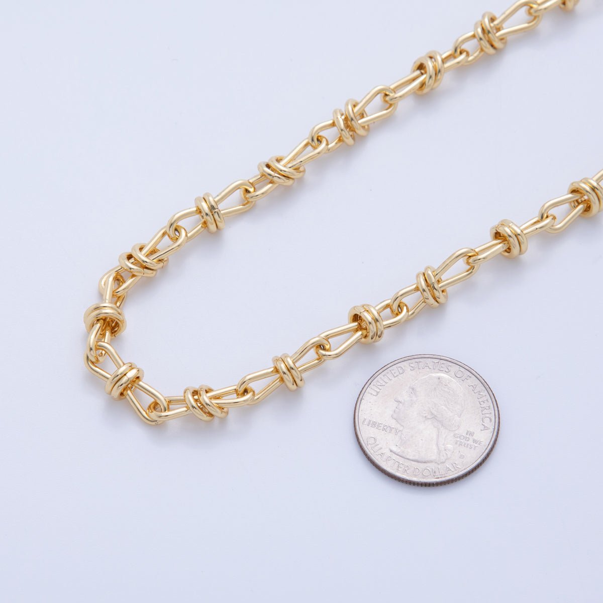 16K Gold Filled Figure Eight Multiple Band Geometric Unfinished Chain by Yard | Roll - 1585 - DLUXCA