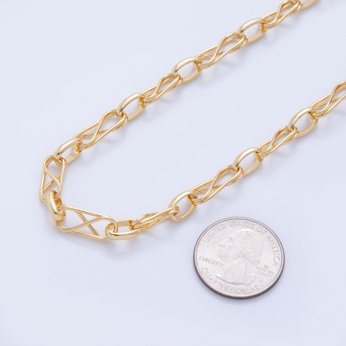 16K Gold Filled Geometric Infinity Paperclip Unfinished Chain by Yard | Roll - 1581 - DLUXCA