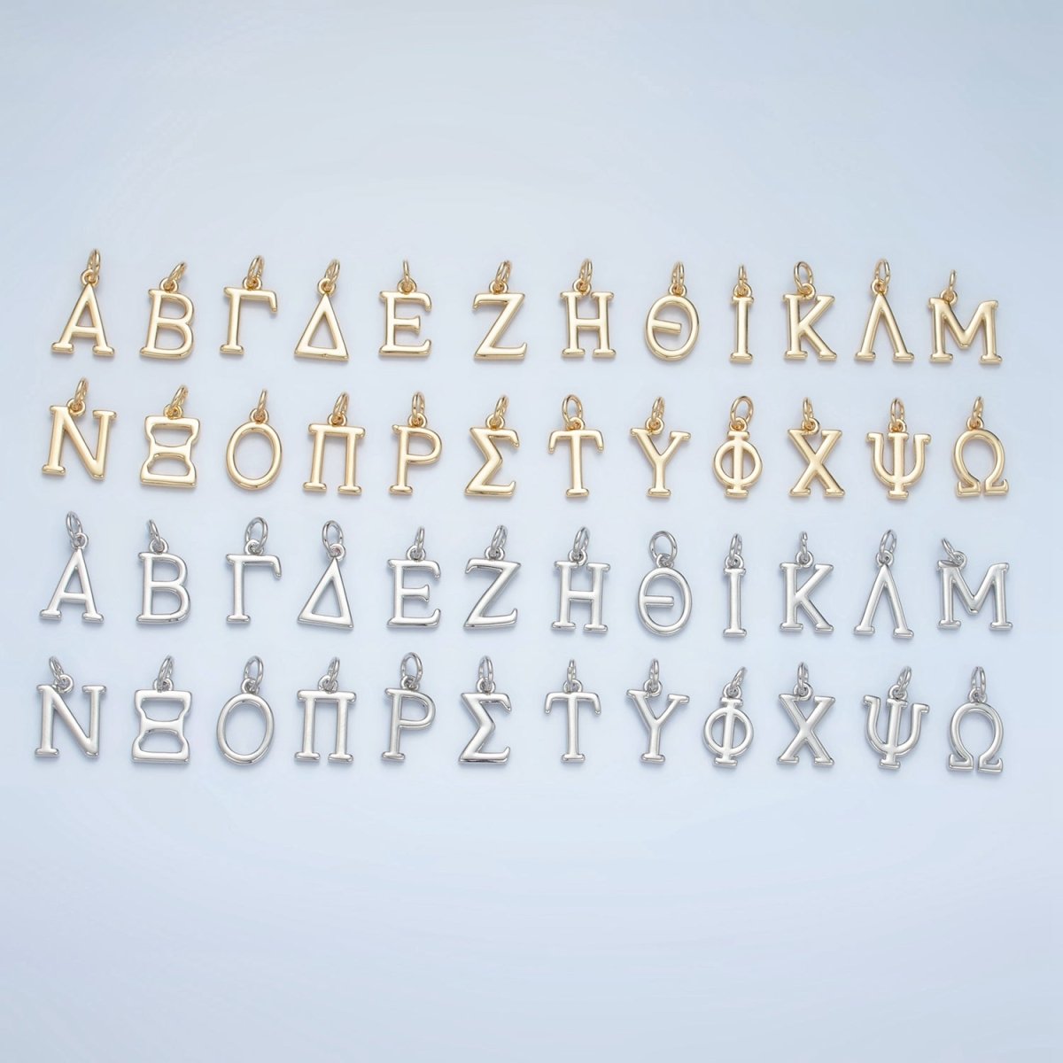 16K Gold Filled Greek Alphabet Personalized Charm in Gold & Silver | A1271 - A1294 - DLUXCA