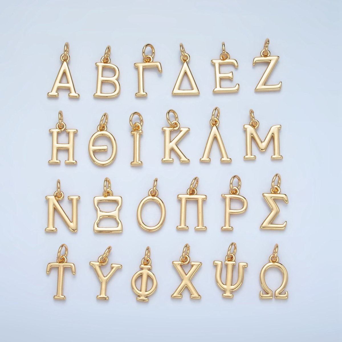 16K Gold Filled Greek Alphabet Personalized Charm in Gold & Silver | A1271 - A1294 - DLUXCA