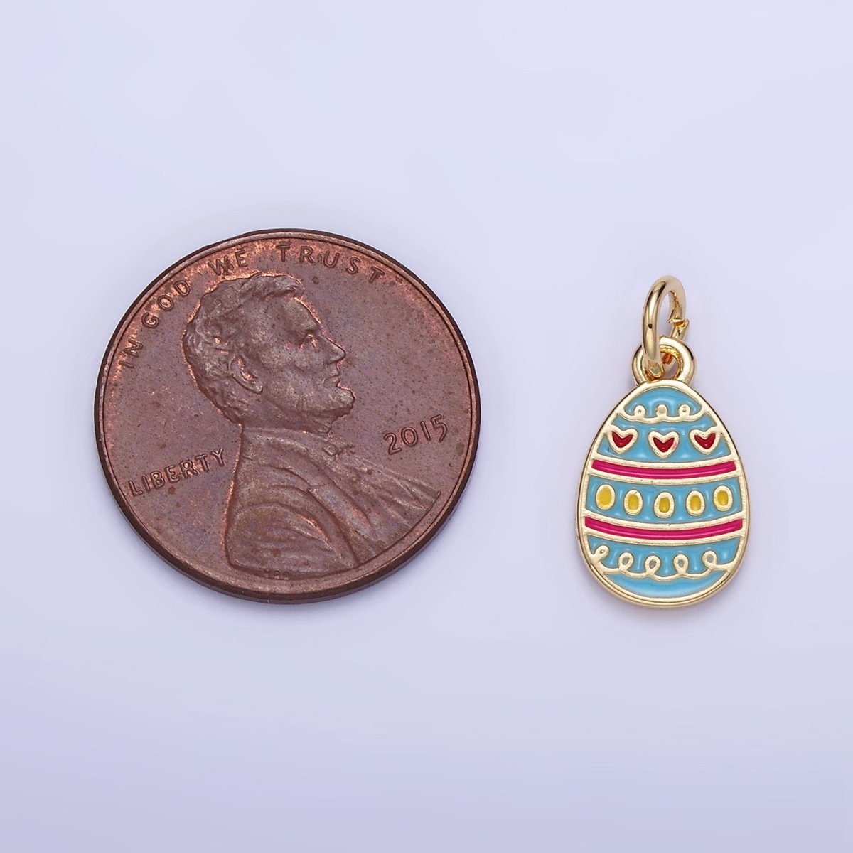 16K Gold Filled Heart Multicolor Enamel Easter Egg Charm | C130 - DLUXCA