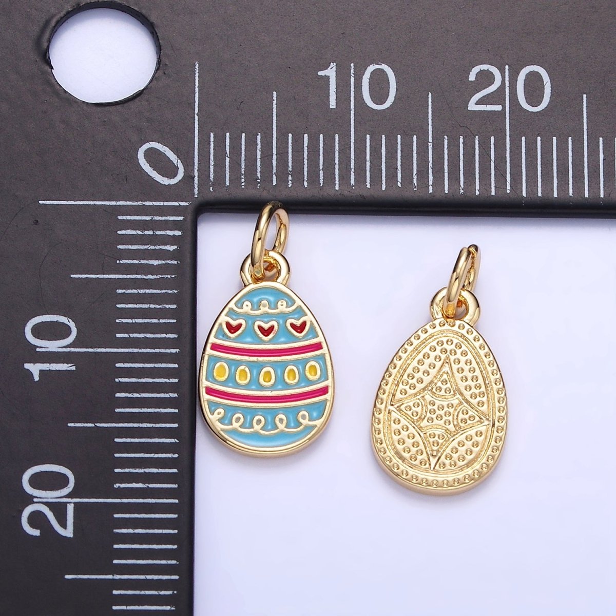16K Gold Filled Heart Multicolor Enamel Easter Egg Charm | C130 - DLUXCA