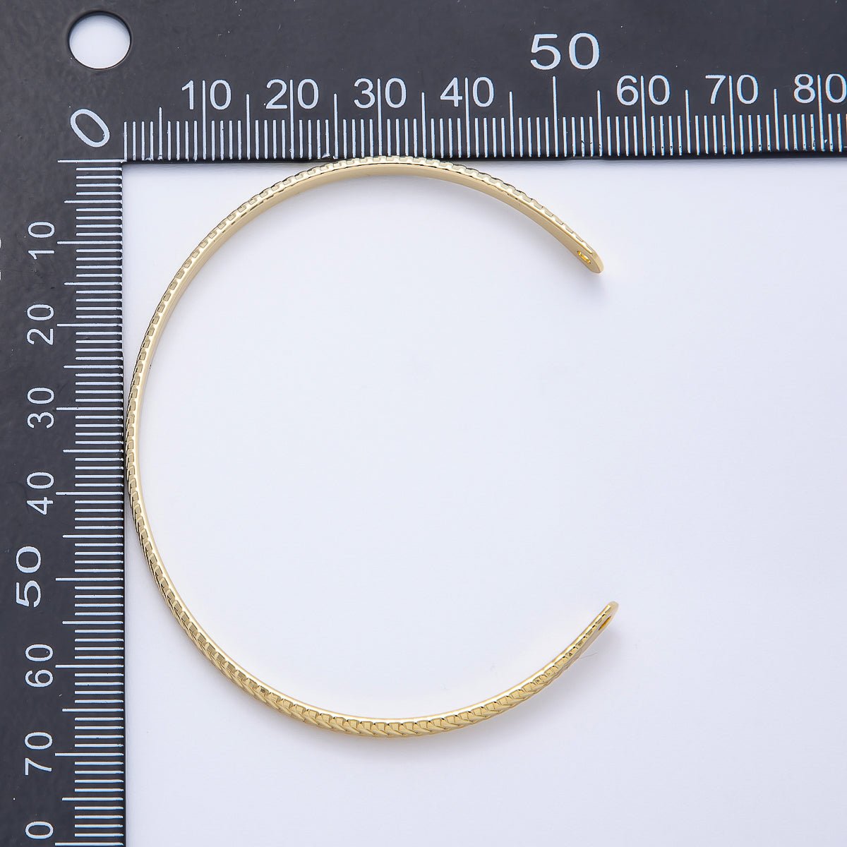 16K Gold Filled Herringbone Textured Cuff Unfinished Half Bangle Bracelet | WA - 04454 - DLUXCA