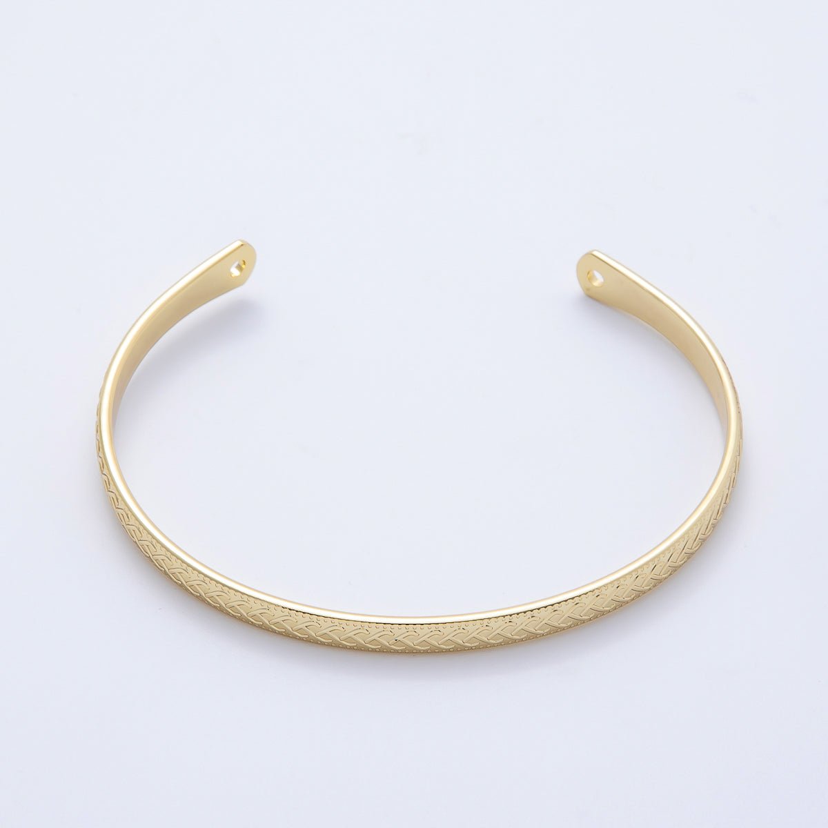16K Gold Filled Lace Textured Cuff Unfinished Half Bangle Bracelet | WA - 04448 - DLUXCA