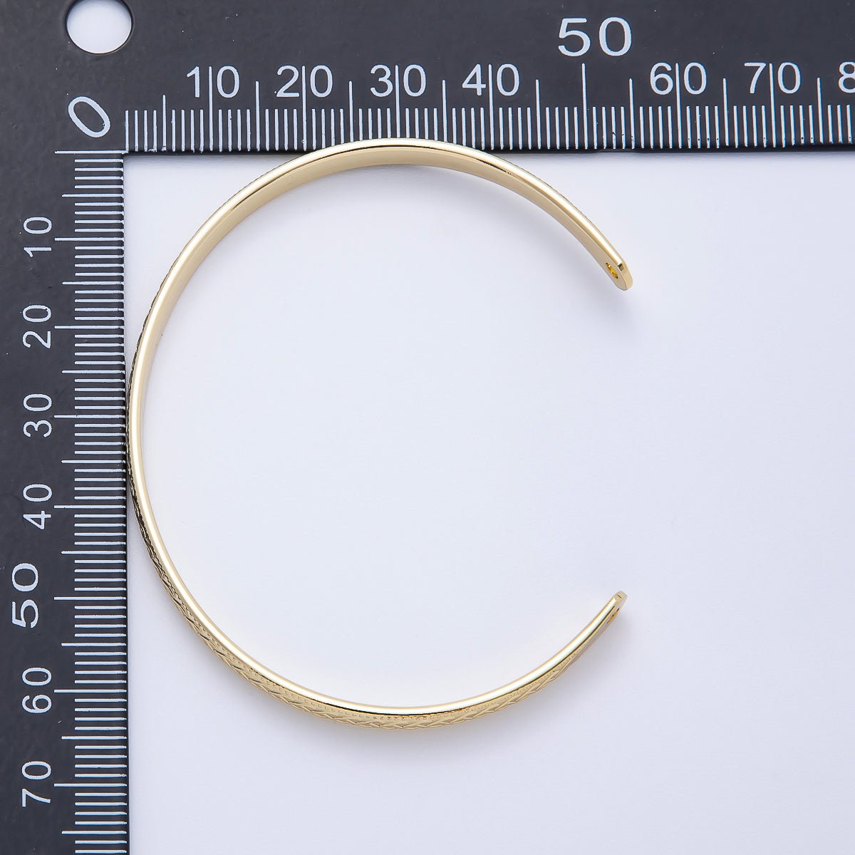 16K Gold Filled Lace Textured Cuff Unfinished Half Bangle Bracelet | WA - 04448 - DLUXCA