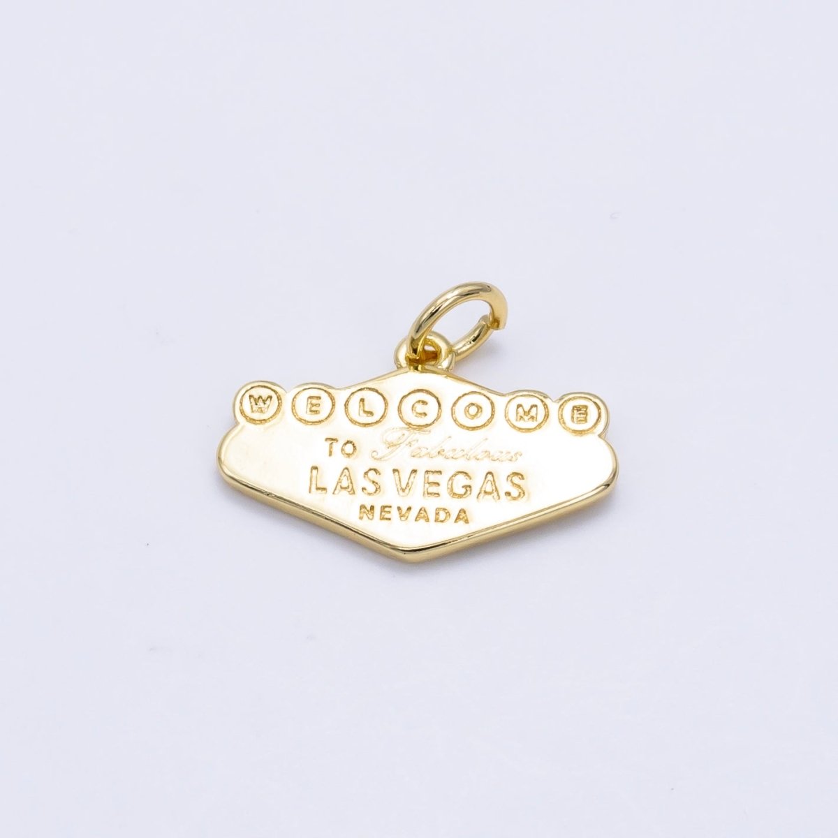 16K Gold Filled "Las Vegas" Sign Engraved Mini Charm in Gold & Silver | X802 - DLUXCA