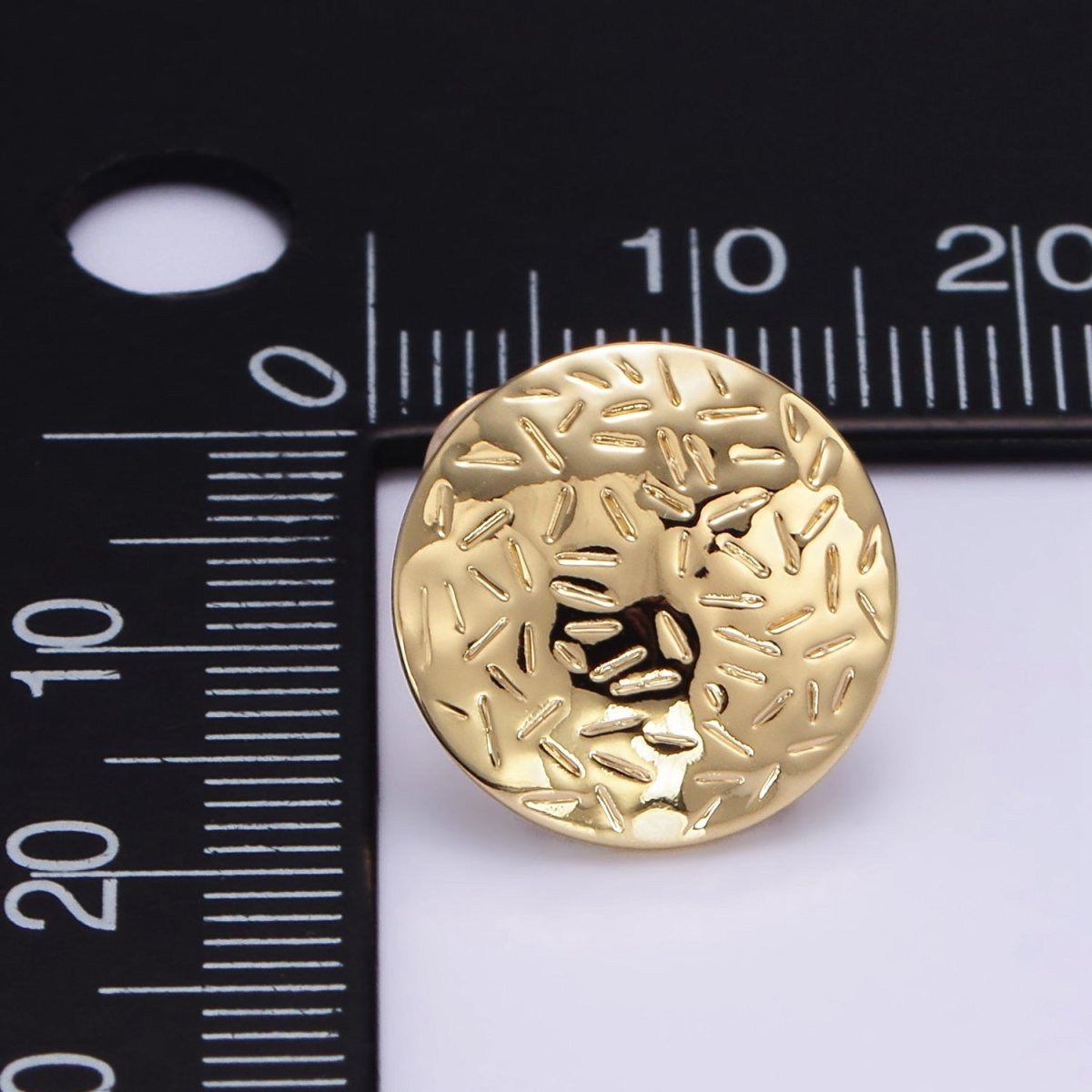 16K Gold Filled Line - Textured Round Stud Earrings in Gold & Silver | Z824 Z825 - DLUXCA