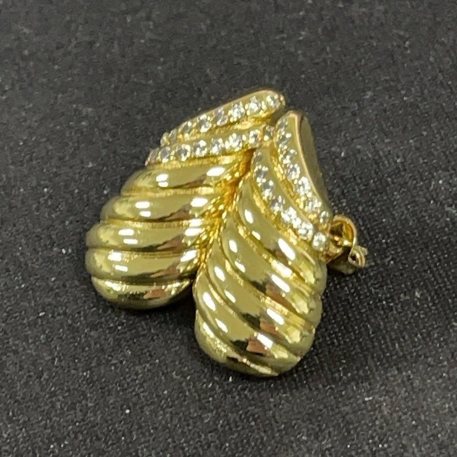 16K Gold Filled Micro Paved CZ Croissant Teardrop Stud Earrings - DLUXCA