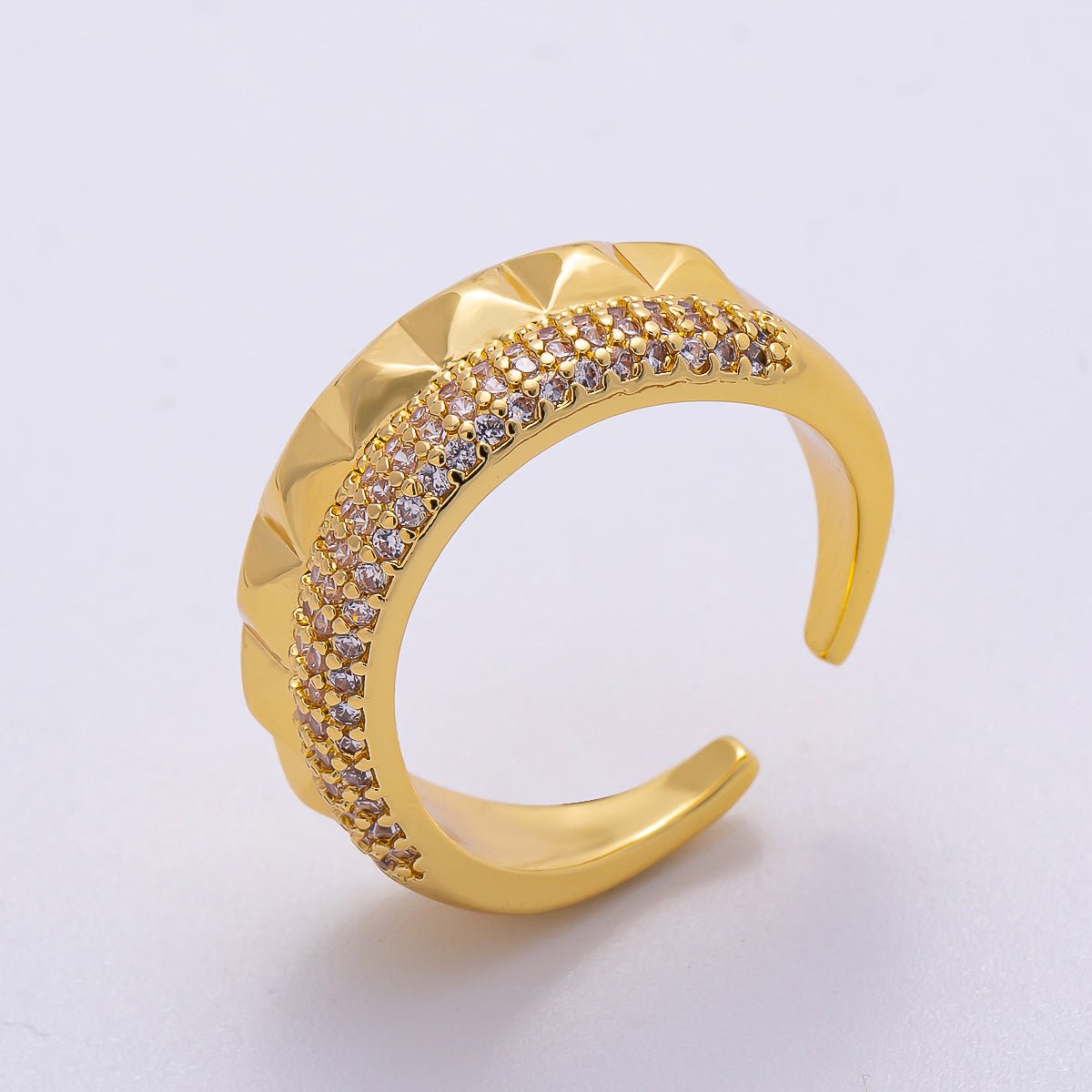 16K Gold Filled Micro Paved CZ Geometric Ring | Rings - 00066 - DLUXCA