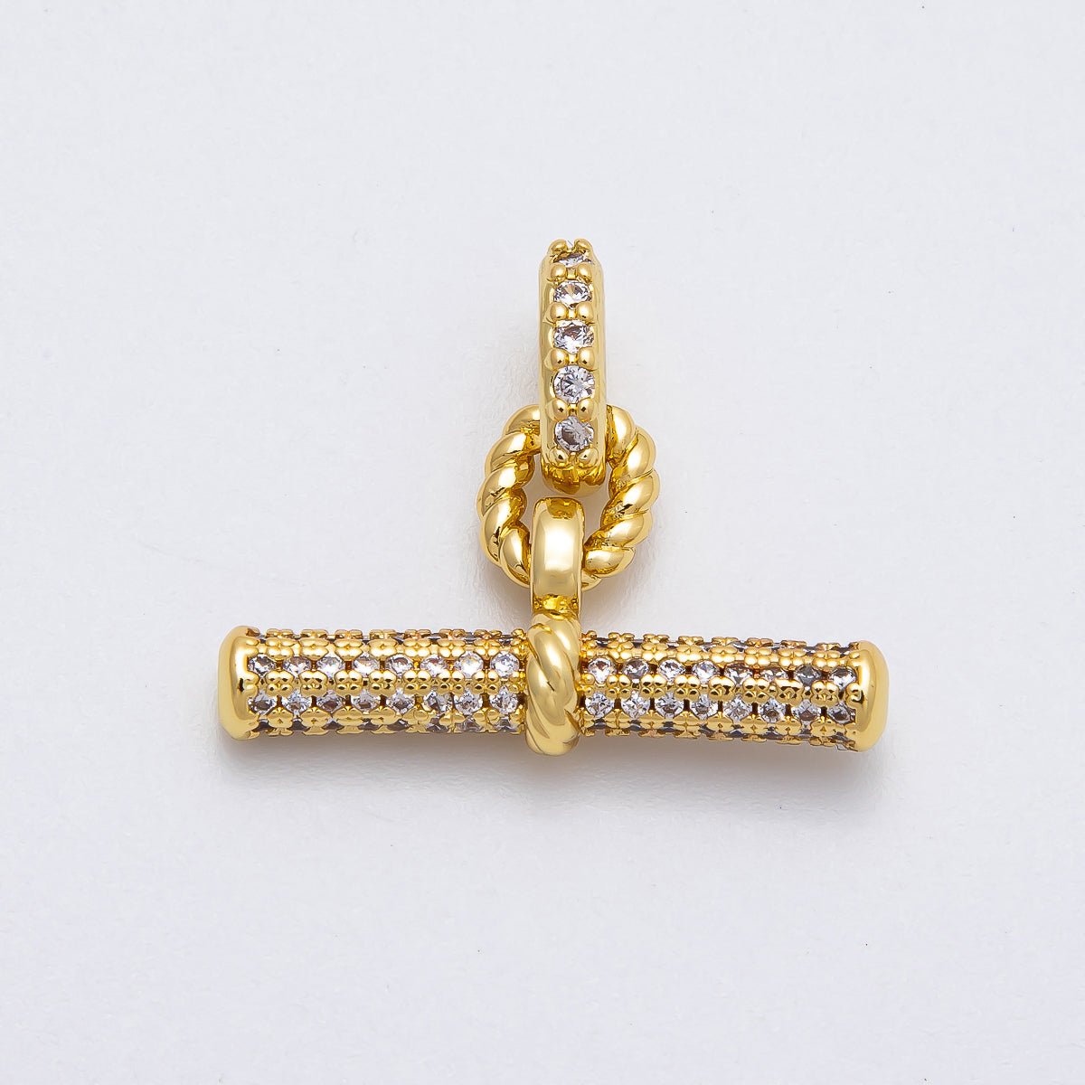 16K Gold Filled Micro Paved CZ Toggle Bar Finding Charm | Findings - 00133 - DLUXCA