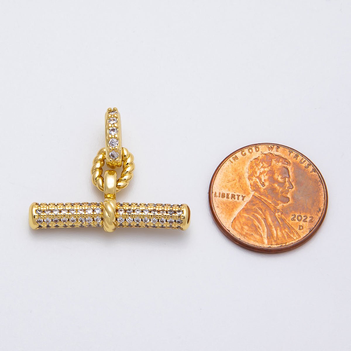 16K Gold Filled Micro Paved CZ Toggle Bar Finding Charm | Findings - 00133 - DLUXCA