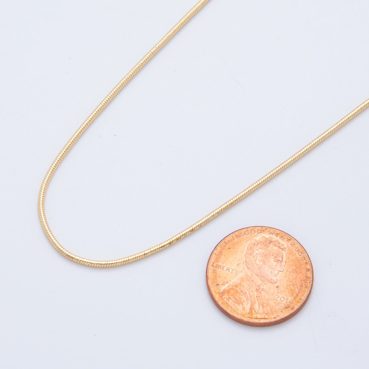 16K Gold Filled Minimalist 1.1mm Snake Cocoon Chain 17.5 Inch Necklace | WA - 3262 - DLUXCA