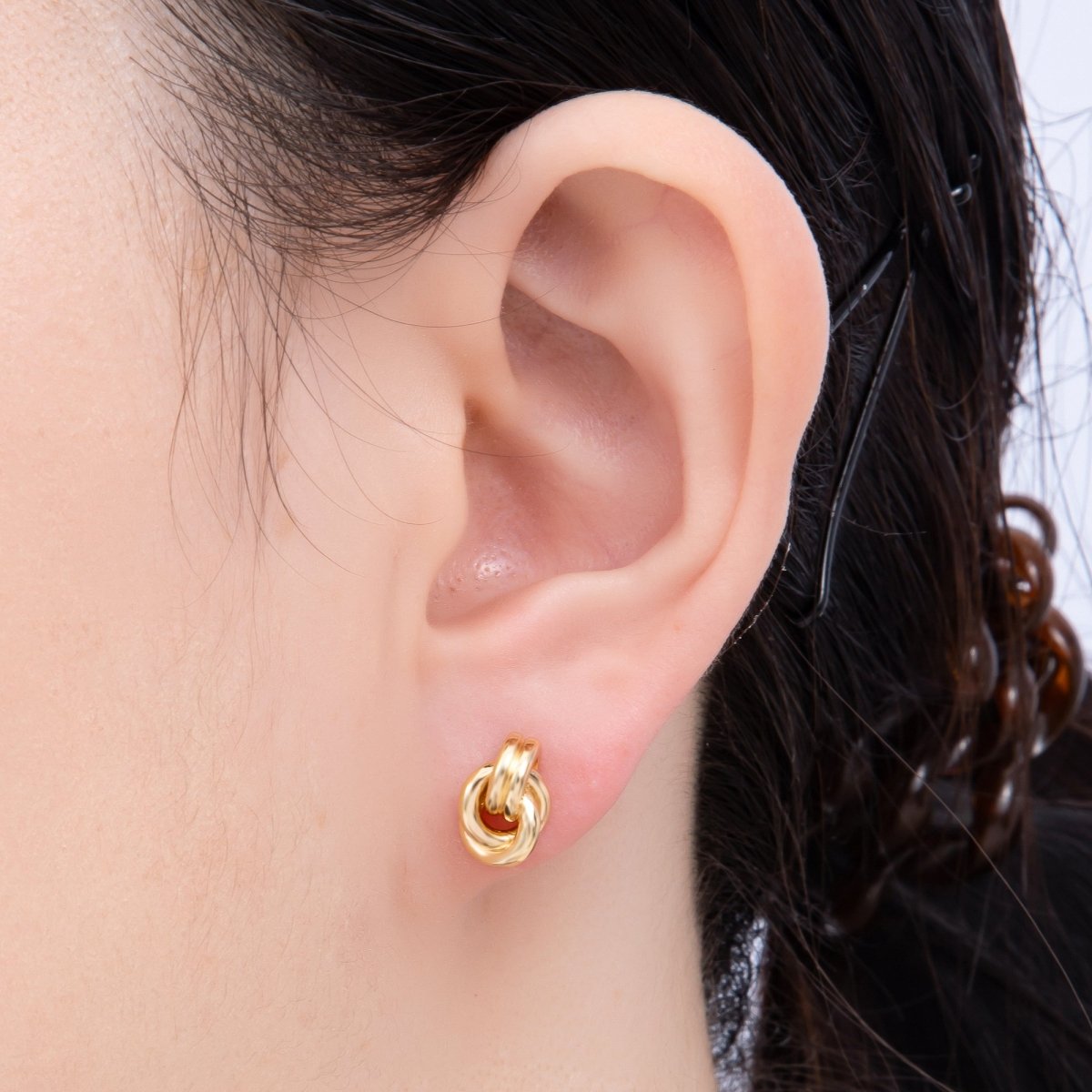 16K Gold Filled Minimalist Geometric Knot Stud Earrings | Earrings - 00301 - DLUXCA