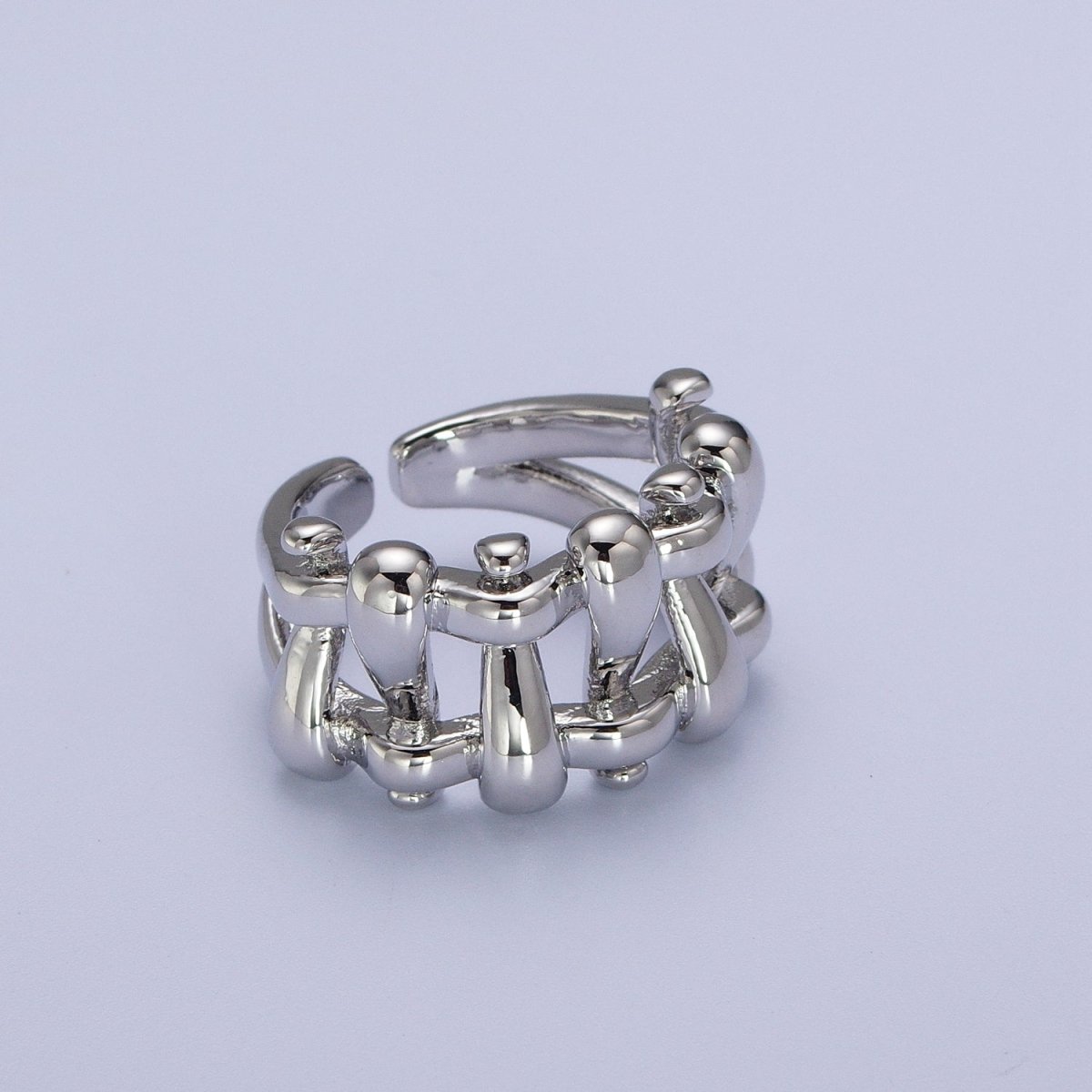 16K Gold Filled Minimalist Gold, Silver Bubble Wide Geometric Rings | O089 O090 - DLUXCA