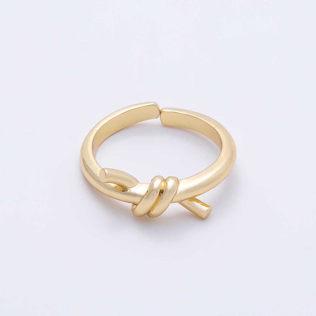 16K Gold Filled Minimalist Twisted Tied Knot Bow Ring | Rings-00194 - DLUXCA