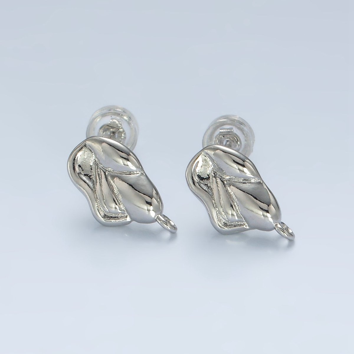 16K Gold Filled Molten Hammered Drop Stud Earrings Findings in Gold & Silver | Z836 Z837 - DLUXCA