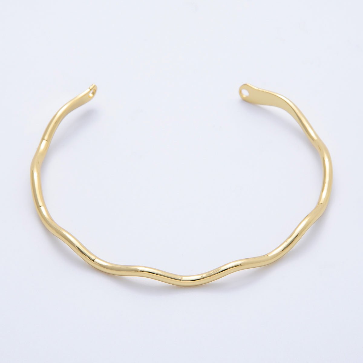 16K Gold Filled Molten Wavy Minimalist Unfinished Half Bangle Bracelet | WA - 04422 - DLUXCA