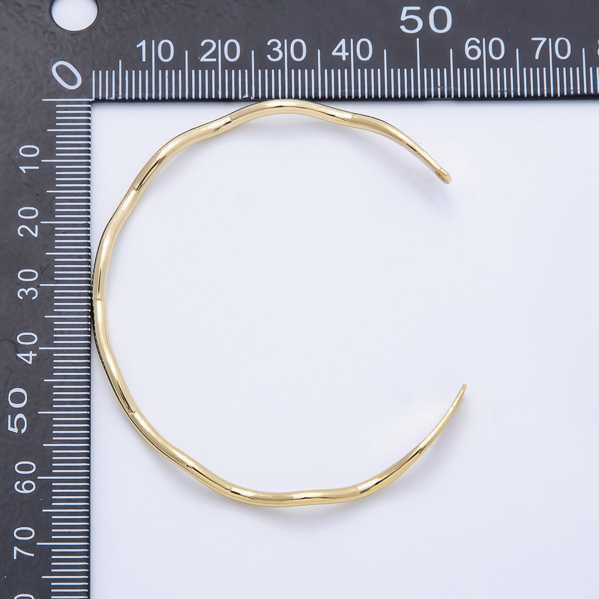 16K Gold Filled Molten Wavy Minimalist Unfinished Half Bangle Bracelet | WA - 04422 - DLUXCA
