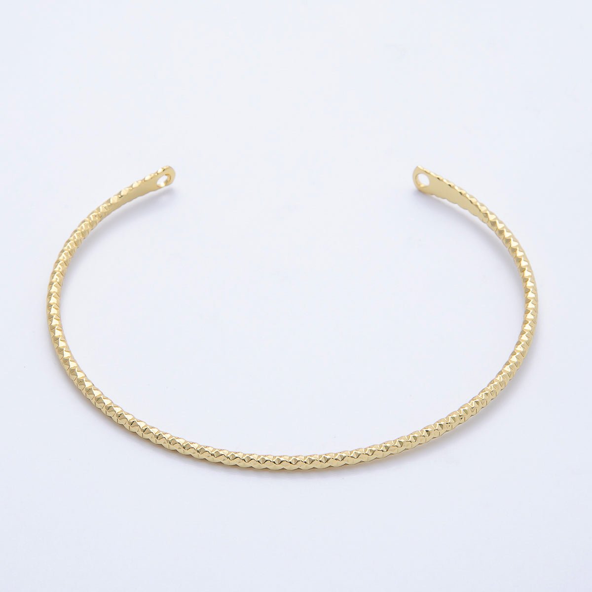 16K Gold Filled Mosaic Textured Cuff Unfinished Half Bangle Bracelet | WA - 04456 - DLUXCA