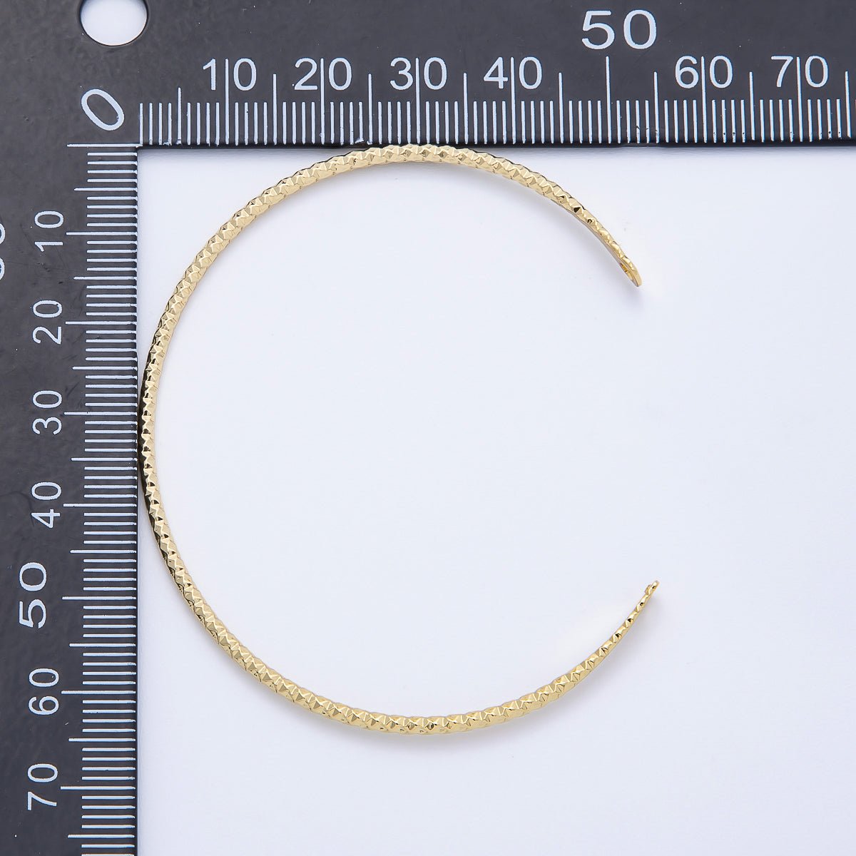 16K Gold Filled Mosaic Textured Cuff Unfinished Half Bangle Bracelet | WA - 04456 - DLUXCA