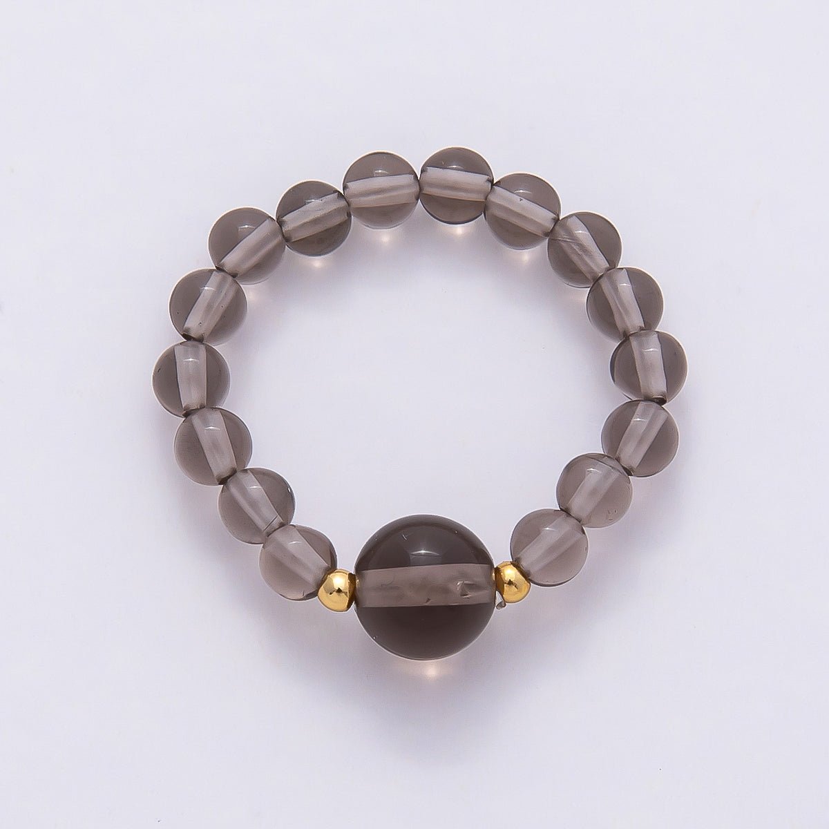 16K Gold Filled Natural Gemstone Round Beaded Elastic Stretch Ring | Rings - 00096 ~ Rings - 00107 - DLUXCA