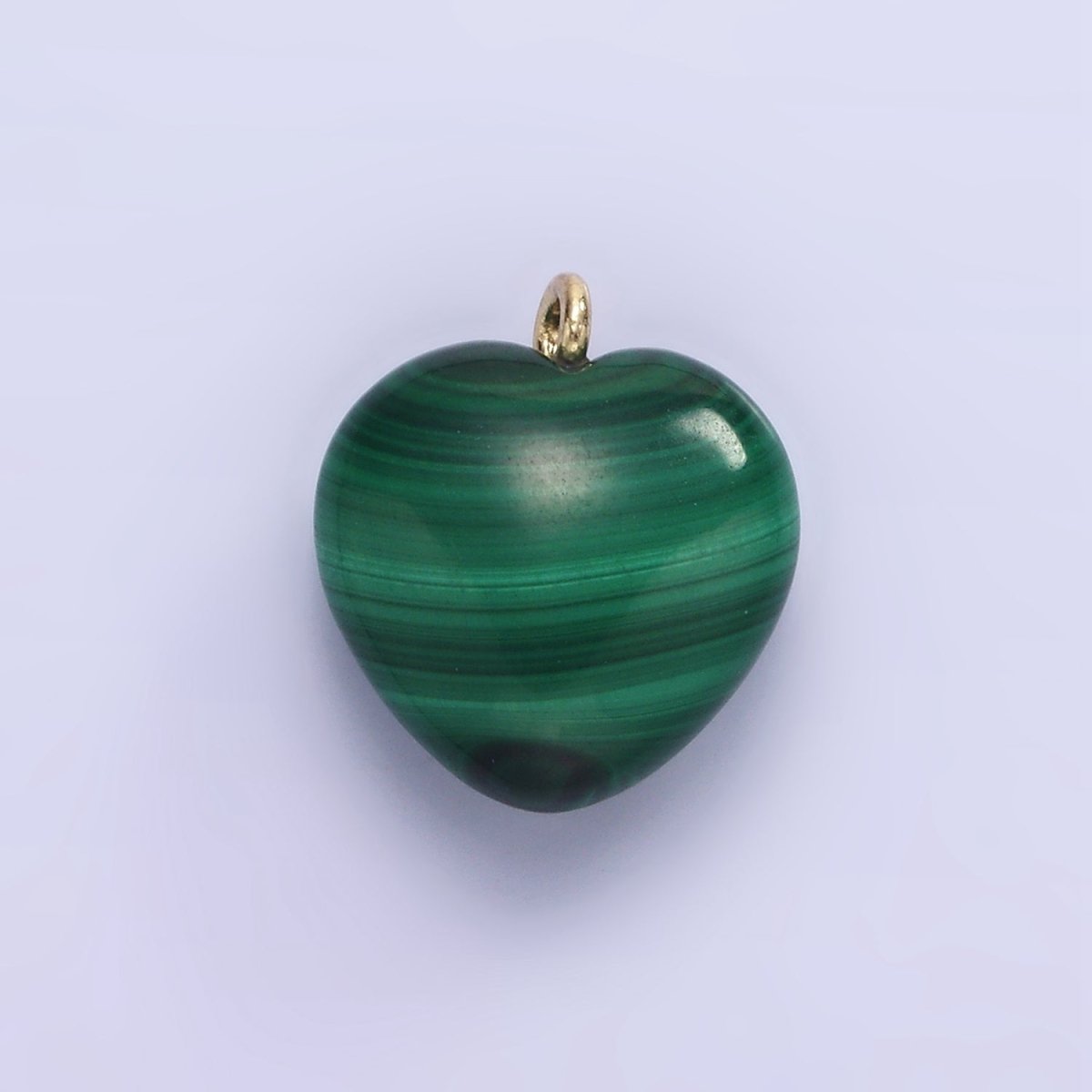 16K Gold Filled Natural Green Malachite Natural Gemstone Heart Charm | AC1368 - DLUXCA