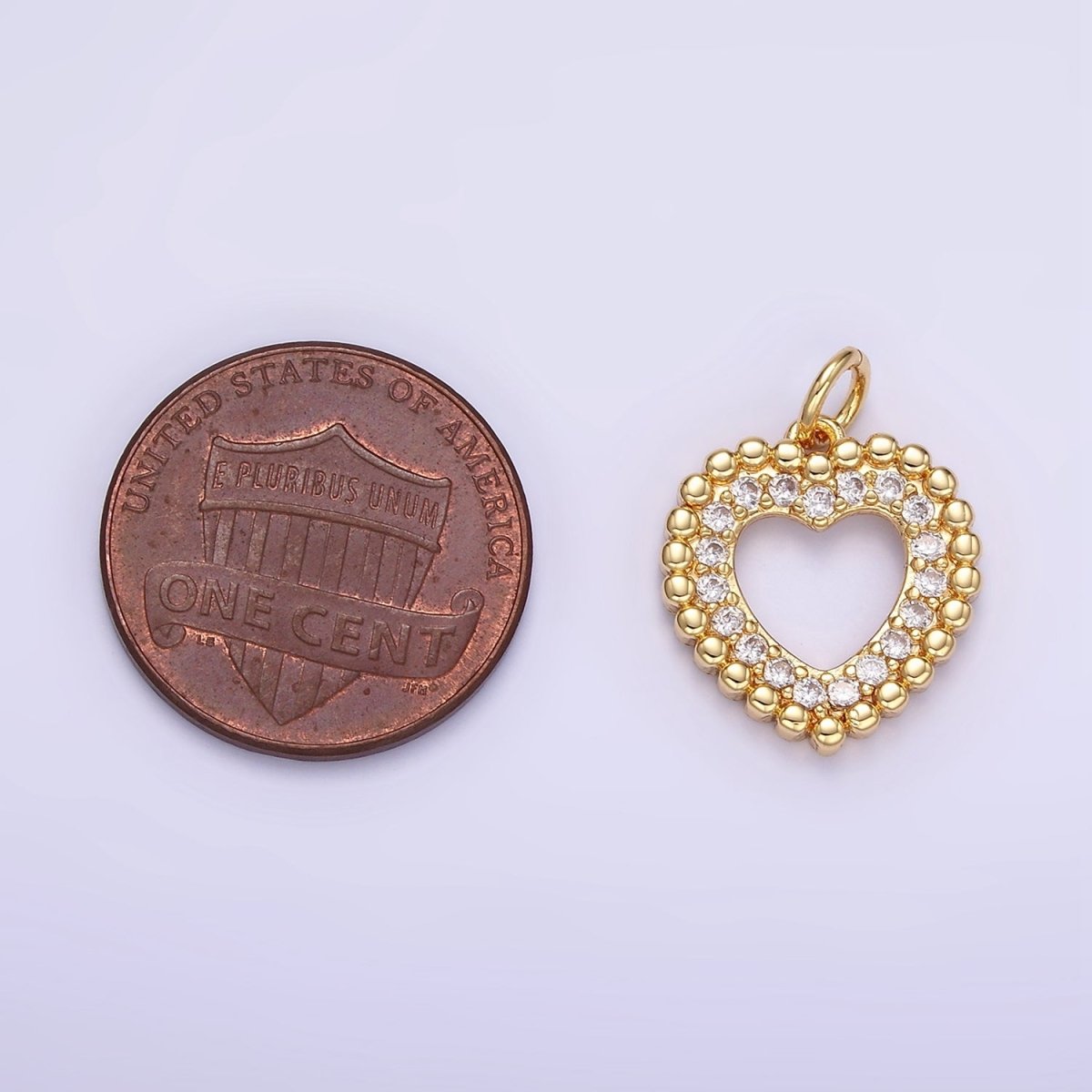 16K Gold Filled Open Beaded Micro Paved CZ Heart | C322 - DLUXCA