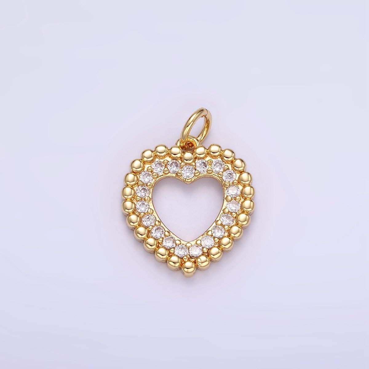 16K Gold Filled Open Beaded Micro Paved CZ Heart | C322 - DLUXCA