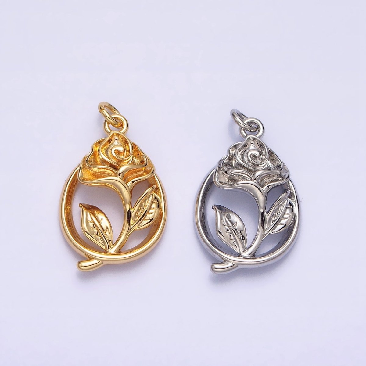 16K Gold Filled Open Flower Rose Charm | AC-477 - DLUXCA