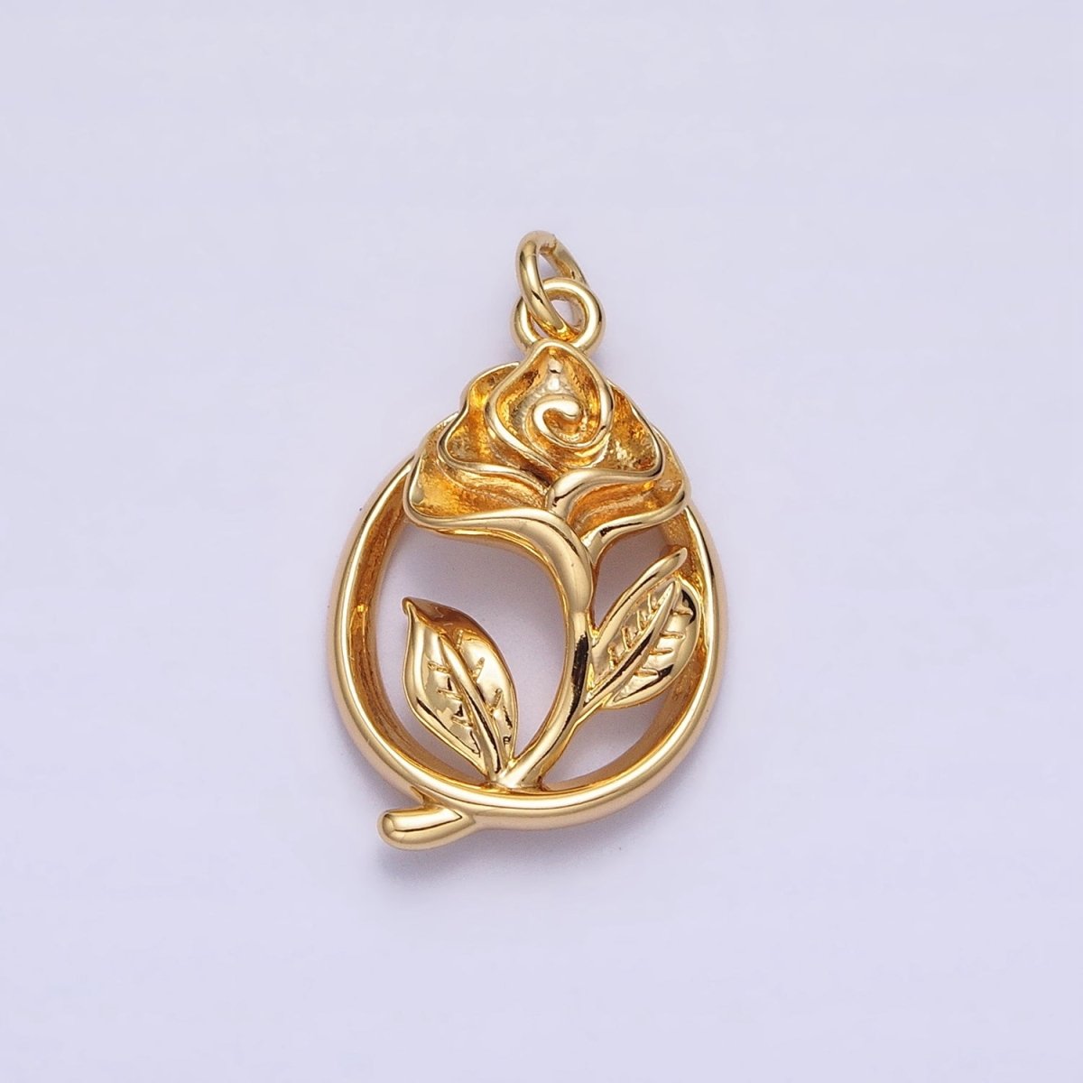 16K Gold Filled Open Flower Rose Charm | AC-477 - DLUXCA