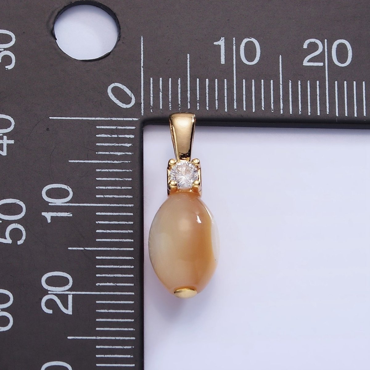 16K Gold Filled Peach Pearl Sphere CZ Drop Pendant | P1574 - DLUXCA