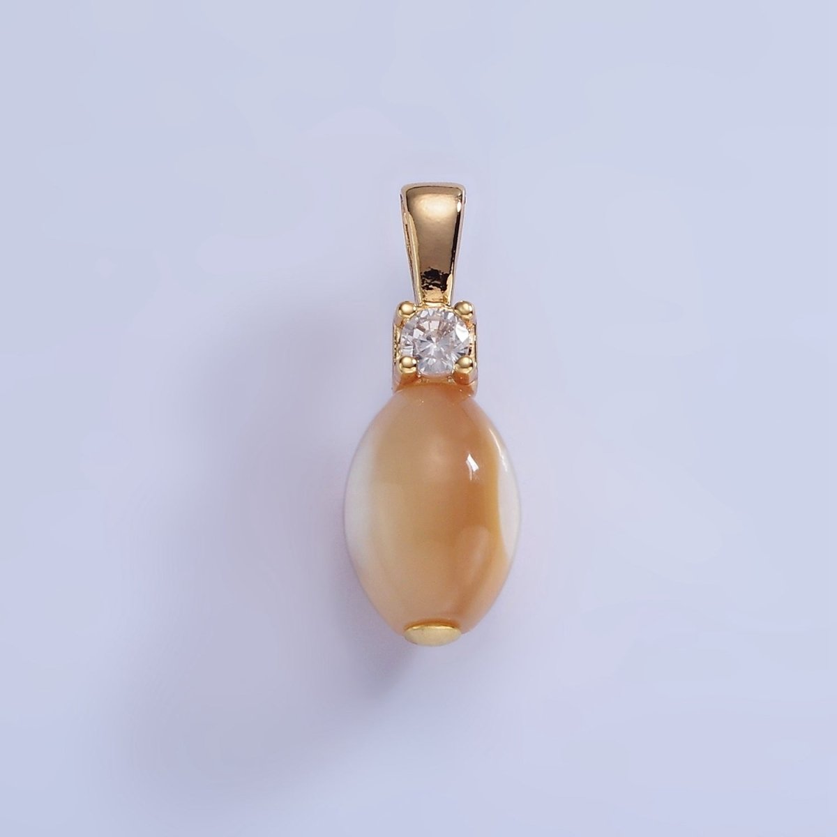 16K Gold Filled Peach Pearl Sphere CZ Drop Pendant | P1574 - DLUXCA
