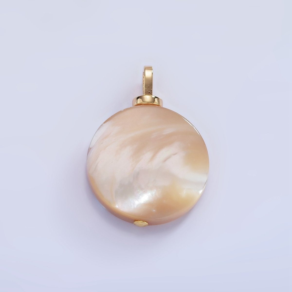 16K Gold Filled Peach White Shell Pearl Micro Paved Pendant | P1575 - DLUXCA