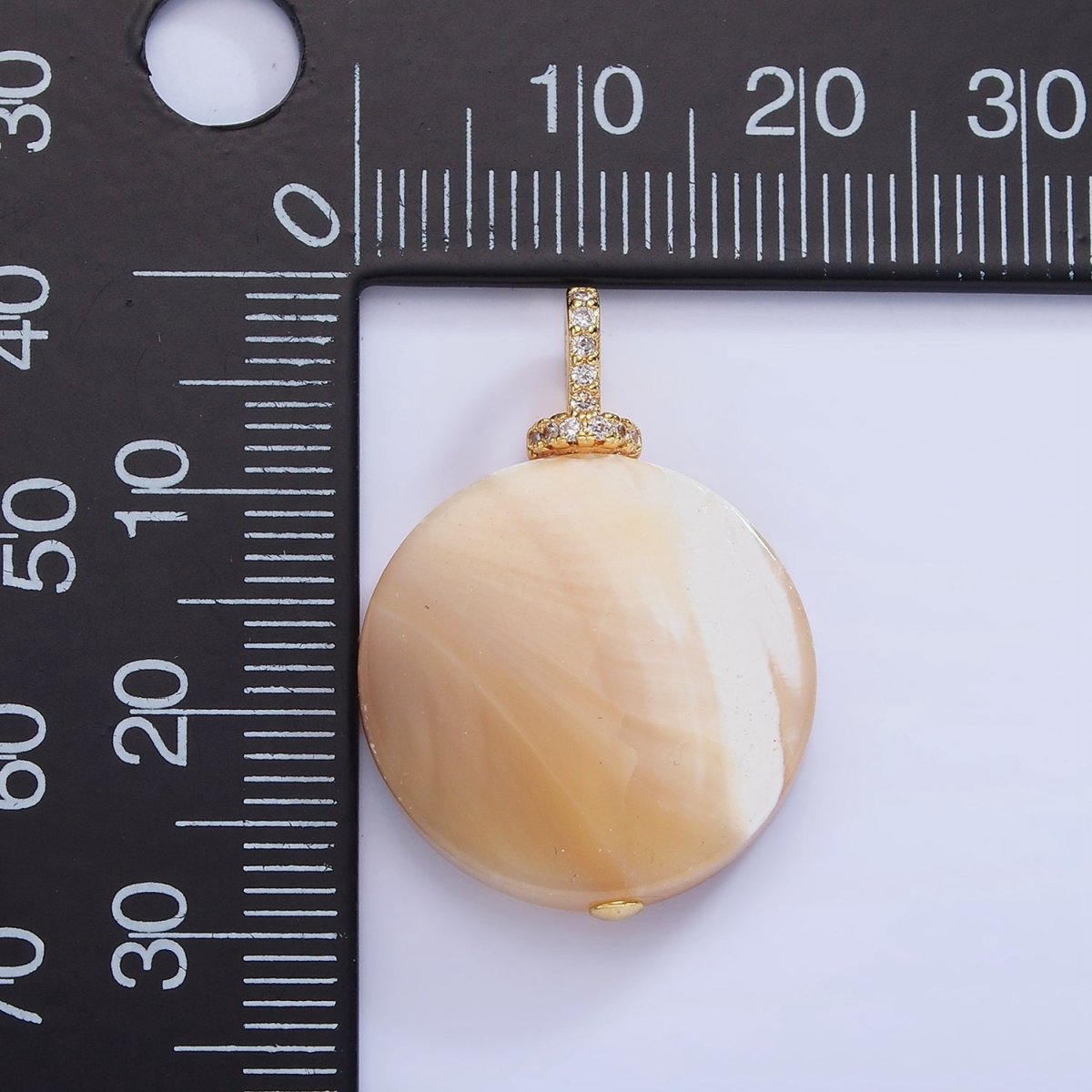 16K Gold Filled Peach White Shell Pearl Micro Paved Pendant | P1575 - DLUXCA