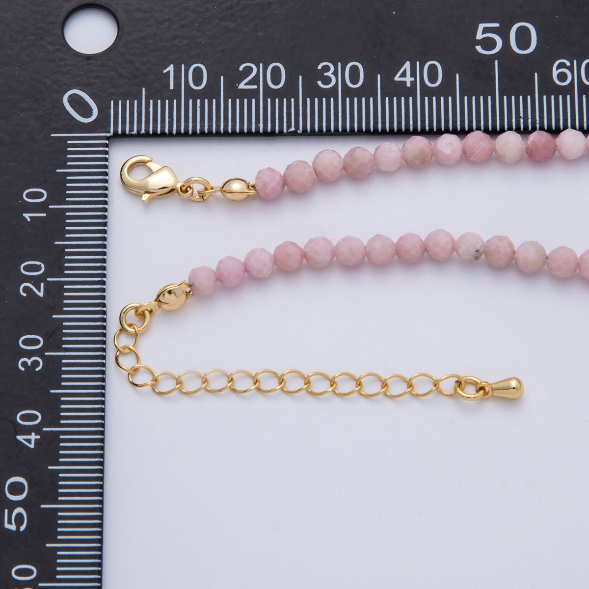 16K Gold Filled Pink Opal Multifaceted Gemstone Bead 16 Inch Handmade Necklace | WA - 014 - DLUXCA
