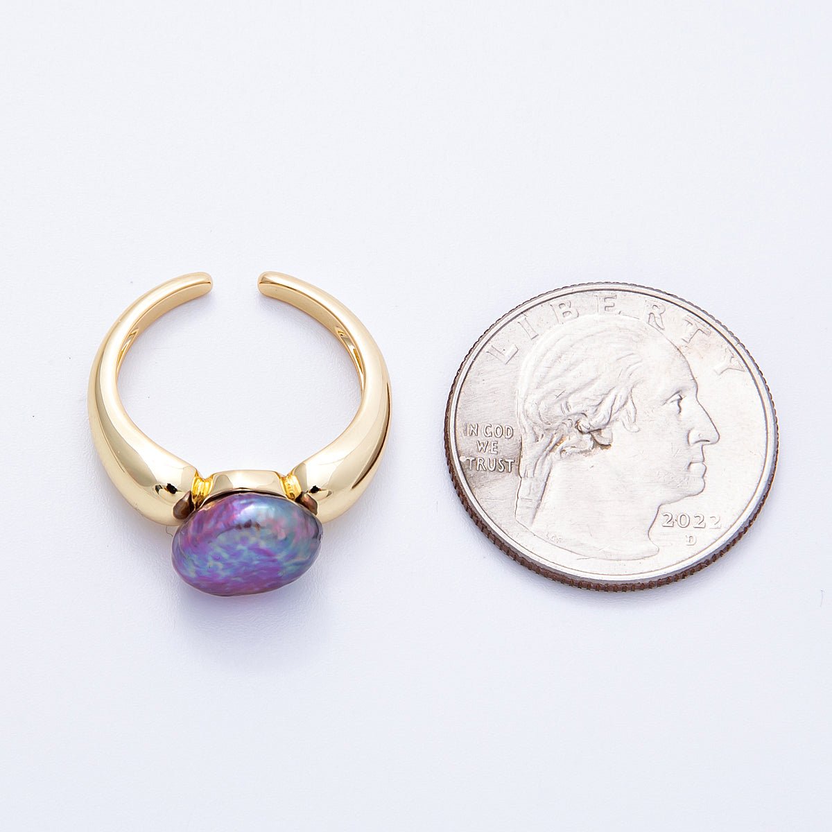16K Gold Filled Purple Baroque Freshwater Pearl Ring | Rings - 00051 - DLUXCA